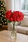 33" Red Poinsettia – Artificial Holiday Glitter Décor Flower, Christmas Faux Plant for Home, Wreaths & Centerpieces, Set of 6